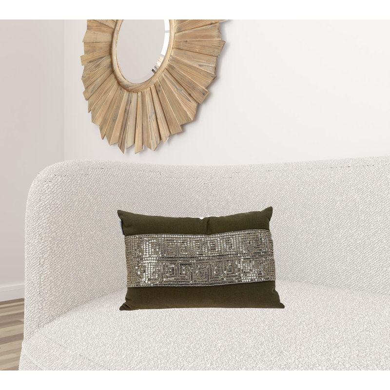 Coussin Misty, Olive / doré