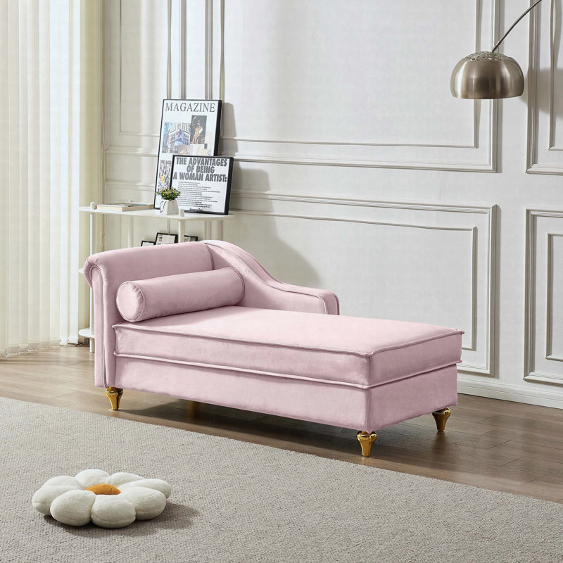 Chaise longue moderne avec revêtement en velours, Pink