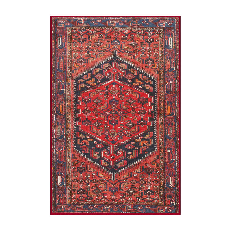 Tapis traditionnel Mehroon / bleu / crème, Rectangle 3 pi x 5 pi