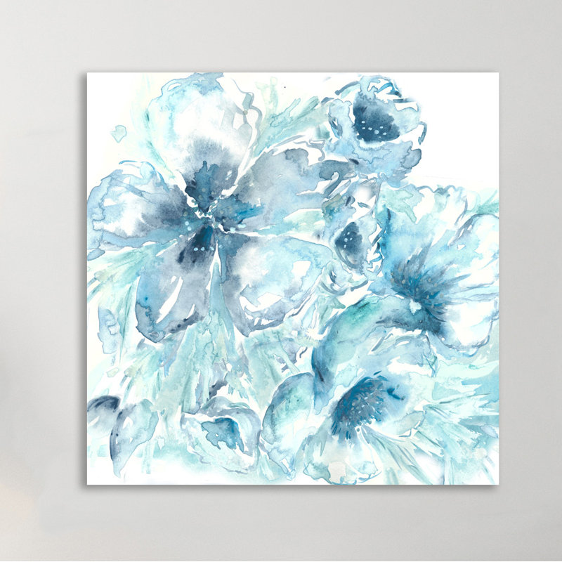 « aquarelle blues 3 », reproduction de peinture à l’aquarelle sur toile tendue, H 12 po x l 12 po