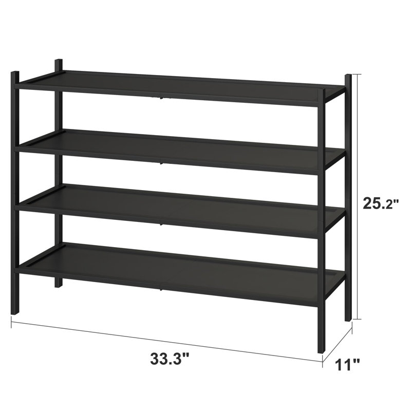 Stackable 4-Tier Long Shoe Rack 33.3" - Organize Your Living Room With Style And Space Efficiency, Black