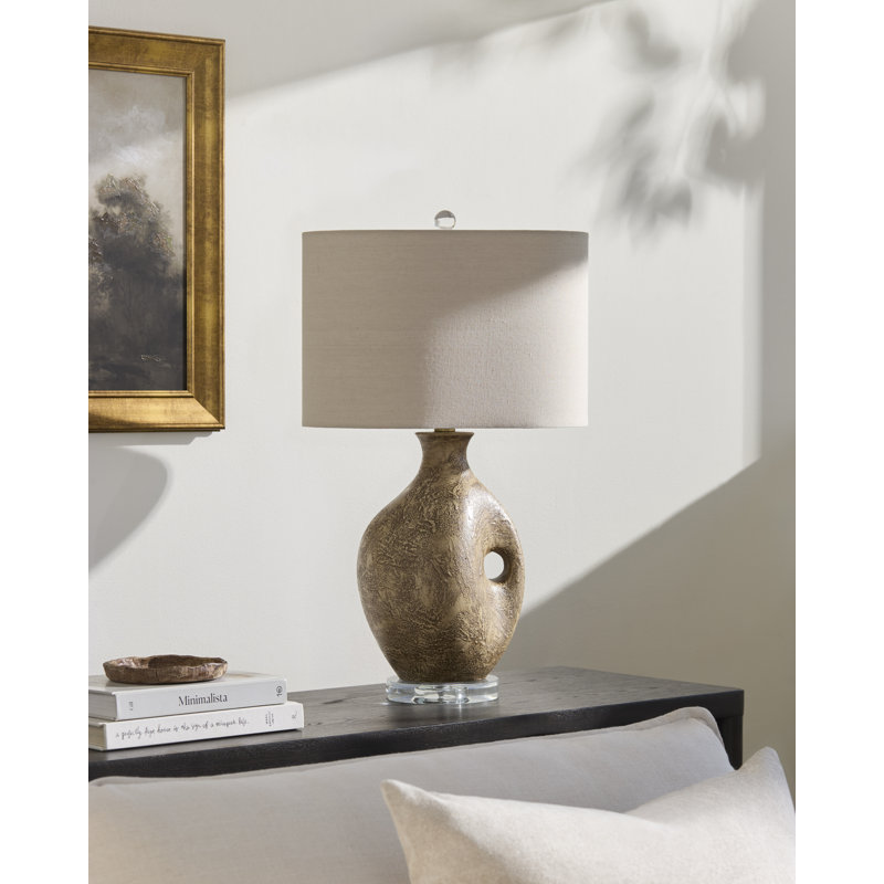 Lampe de table Darleta, Beige, Brun