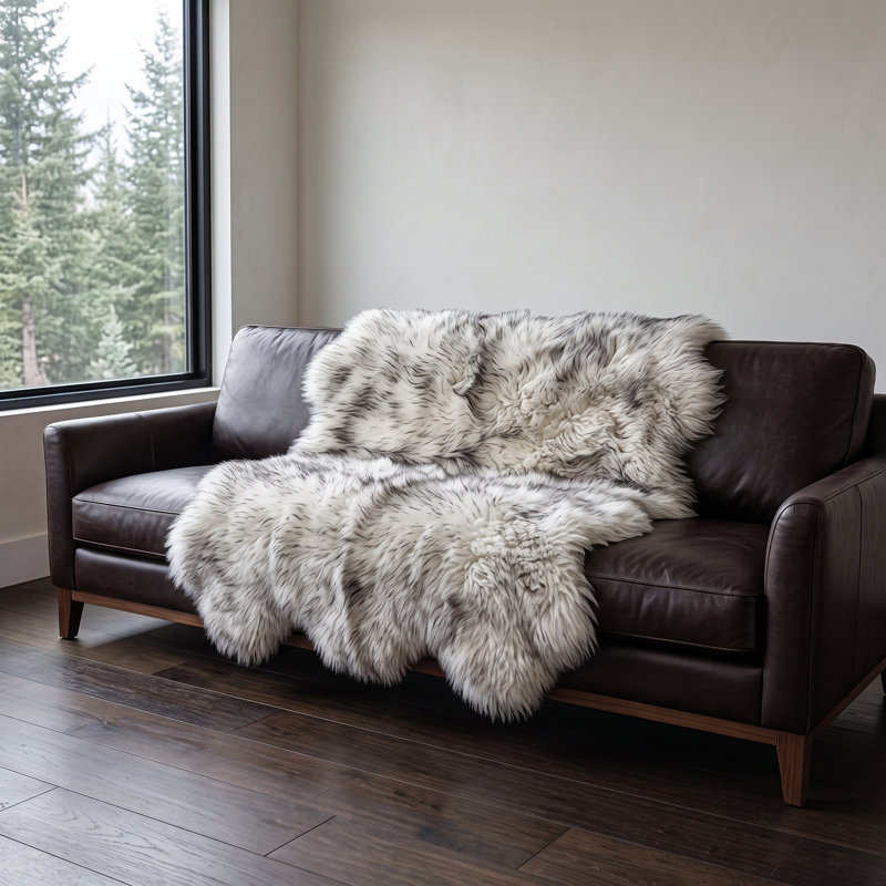 Tapis en peau de mouton véritable Gray Tip - Six, 6 peaux, Grey Tip, 6 peaux, 6