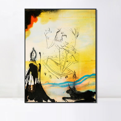 Framed Canvas Giclee Print Series#042 by Salvador Dali Wall Art for Living Room Home Office Decorations(Black Slim Frame,24"x32")