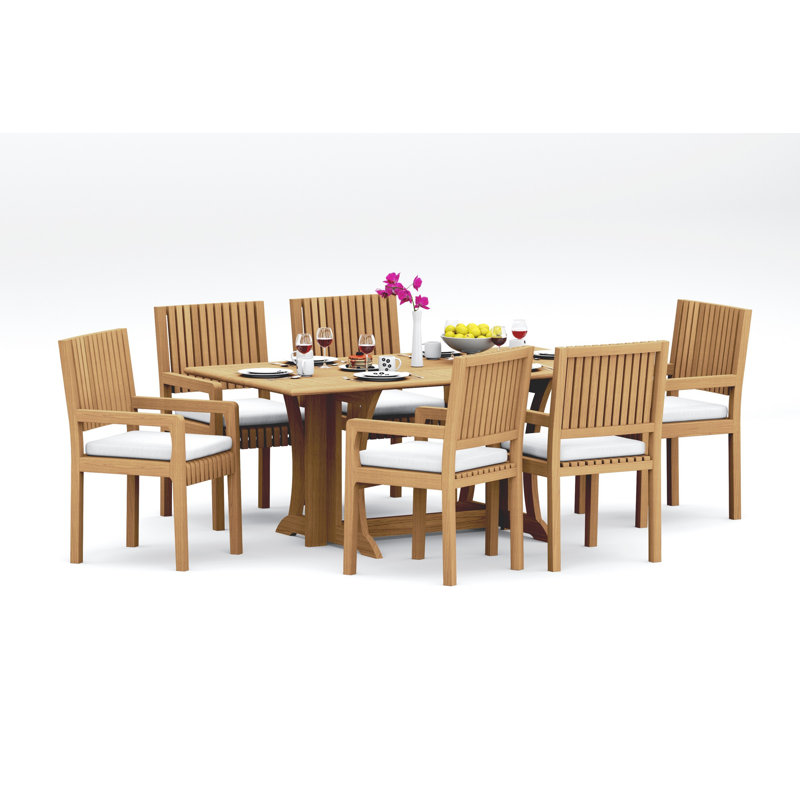 Maldives Teak Wood Patio Dining Set with, 6