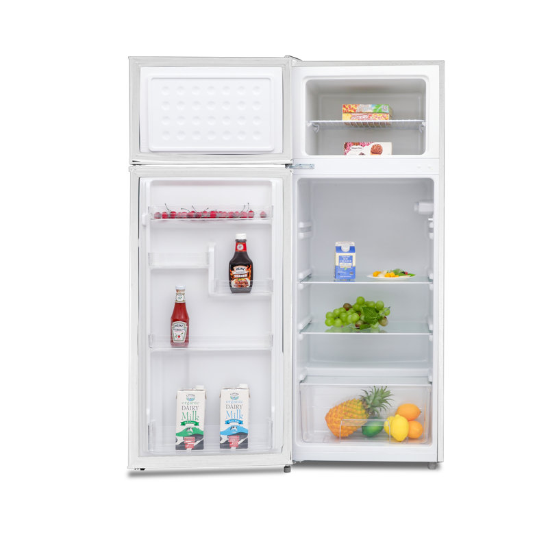 Compact White Smart Top-Freezer Refrigerator with Glass Shelves