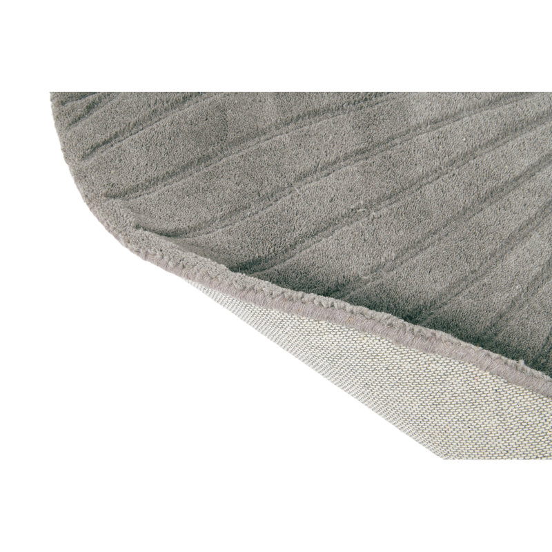 Folia Hand Tufted Wool Area Rug in Gray, Round 4'11"
