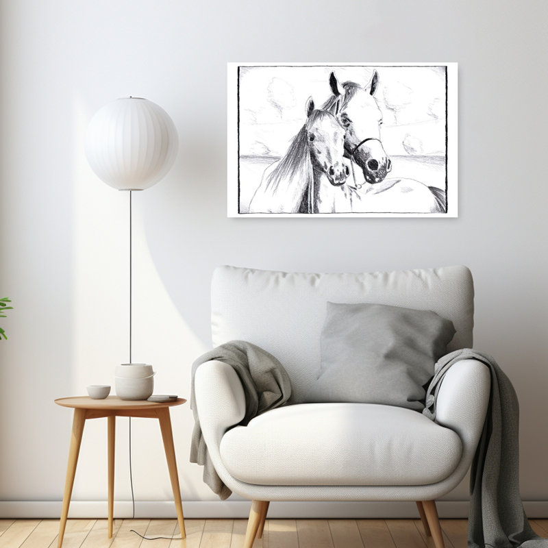 Gentle Horse Bond, impression d'art mural cheval contemporain, H 24 po x l 36 po