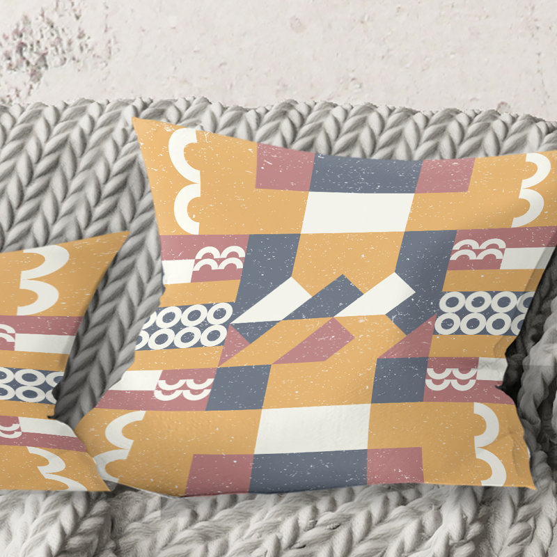 Coussin décoratif rétro imprimé géométrique VI - Mid-Century, 16 po x 1 po