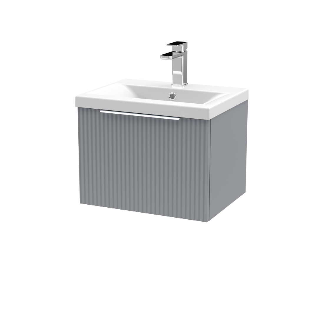 Fluted 510mm Single Bathroom Vanity with Drop In Vitreous China Basin