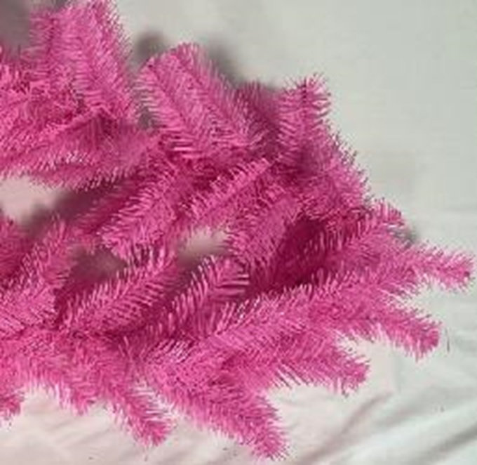 Pre-Lit Artificial Pine Christmas Wreath - Clear Lights, 36" H x 36" W x 6" D, Pink