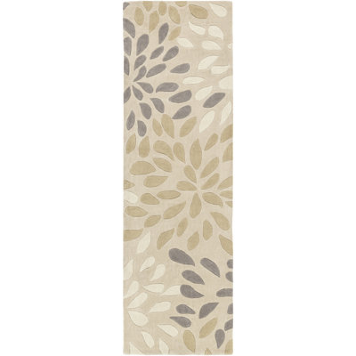 Tapis floral touffeté à la main beige / gris moyen / crème Matusek