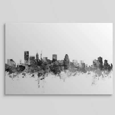 «Baltimore Maryland Skyline» par Francy, impression, H 32 po x l 48 po x P 1,5 po, Toile
