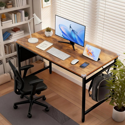 47.2” Computer Desk For Home Office - Study Writing Desk With Storage, Side Hooks & Adjustable Feet by Ebern Designs