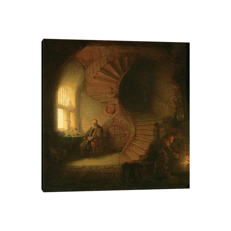 Philosopher In Meditation, 1632 by Rembrandt Van Rijn - Painting on Canvas, 45.72cm H x 45.72cm W x 1.91cm D, Wrapped Canvas
