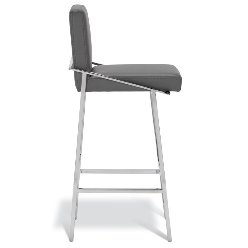 Westhampton Upholstered Counter Stool with Metal Frame, Gray, Silver, Bar Stool (30" Seat Height)