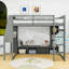 Lit mezzanine en bois avec bureau, tablettes et éclairage DEL-618979278