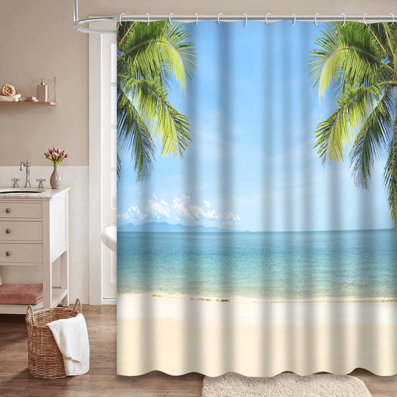 Magnifique rideau de douche avec 12 crochets Tropical Sea Beach, L 72 po x l 78 po