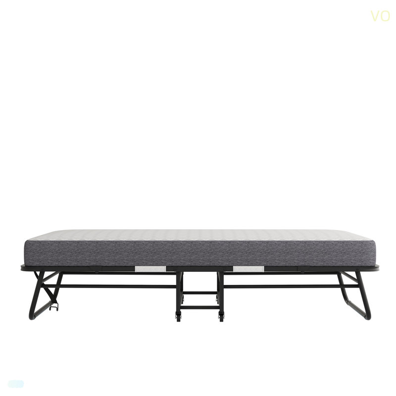 FoldingBed With Mattress 75" X 38" Rollaway GuestBed Portable FoldableBed For Adults With 5" Memory Foam Mattress Space-Saving All Metal Steel Pipe Frame Slatted Pipe Style