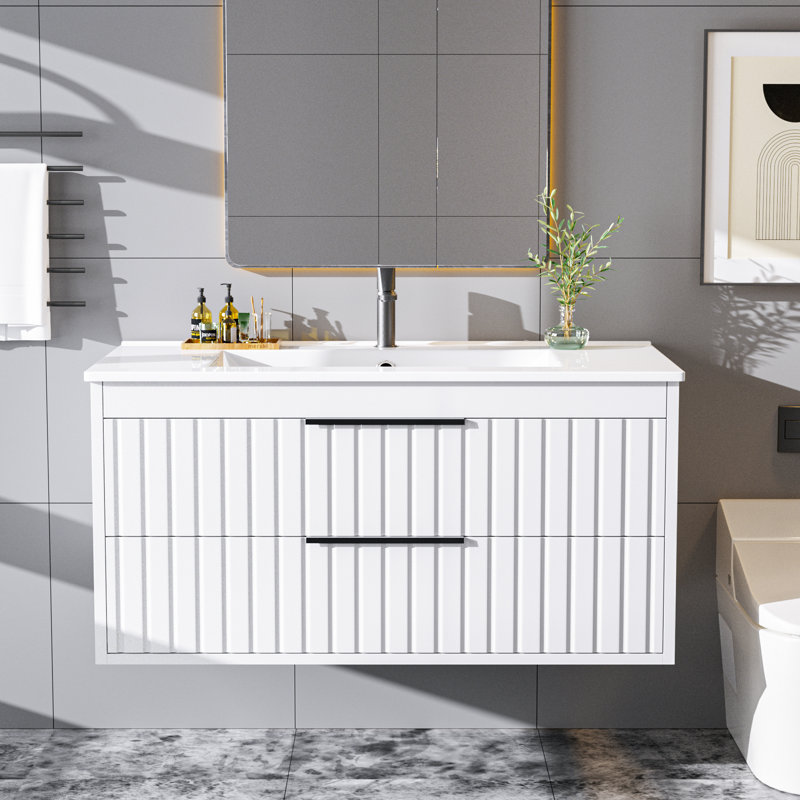 Meuble-lavabo flottant 36 po avec lavabo 36 po, Blanc
