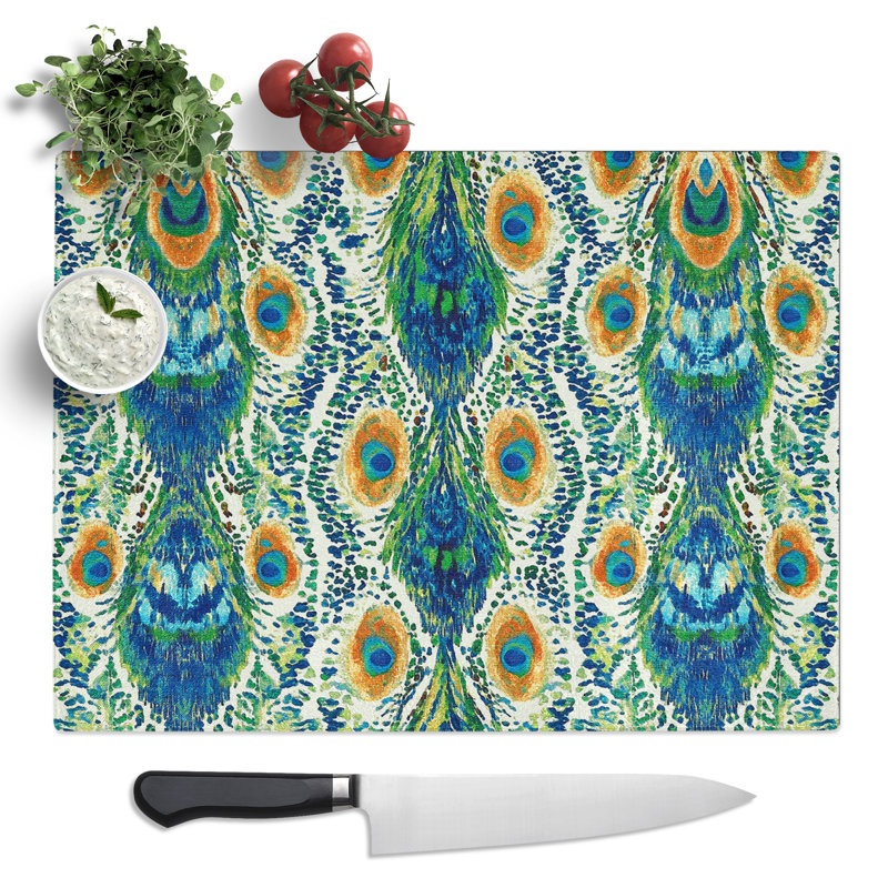 Peacock Pattern Vol.1  Glass Chopping Board