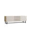 Meuble télé blanc moderne 100% mélamine, panneau de particules 59,1 po x 19,7 po x 15 po | Plusieurs tablettes pour un rangement supplémentaire, design élégant, parfait pour le salon et les espaces de divertissement, durable et élégant-1737841185