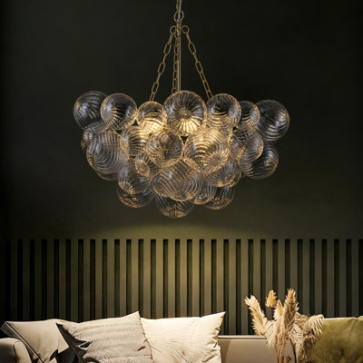 6-Light Swirled Bubble Glass Globe Chandelier