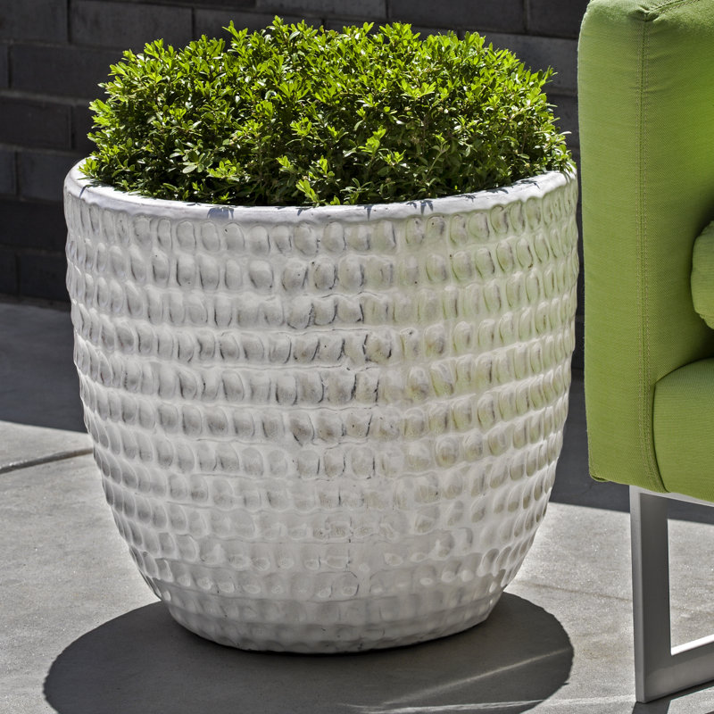Dimple Handmade Planter, Antique White