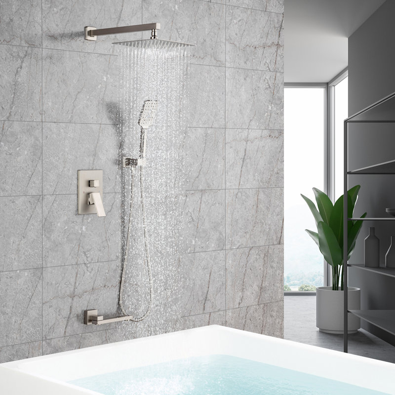 Complete Shower System with Rough-in Valve, Brush Nickel