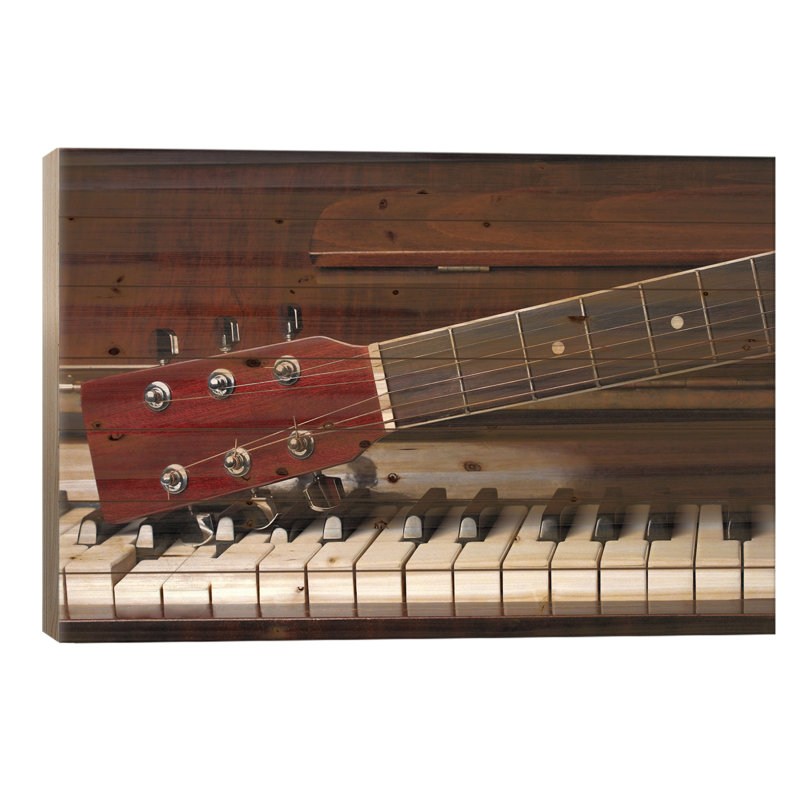 Guitare à manche de guitare - sans cadre sur bois, L 26 po x H 18 po