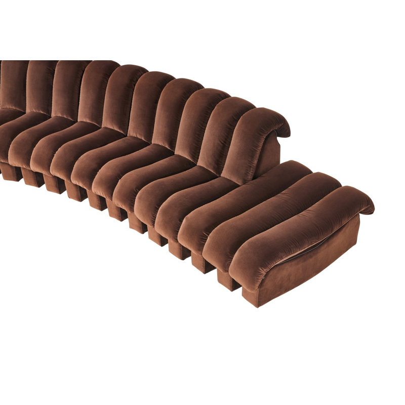 Canapé incurvé entièrement modulaire, Velours brun