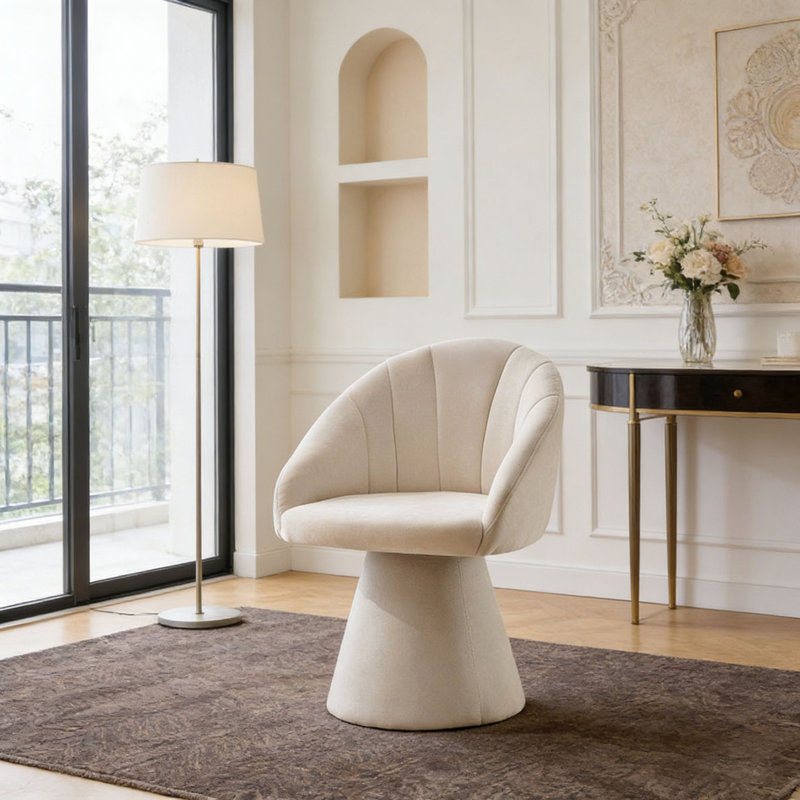 Fauteuil pivotant en chenille, Beige