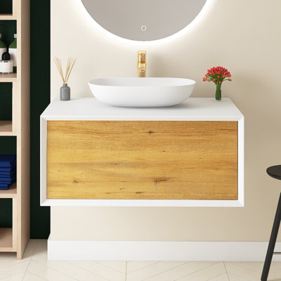 Meuble-lavabo mural simple 36 po avec comptoir en marbre de culture Lavabo