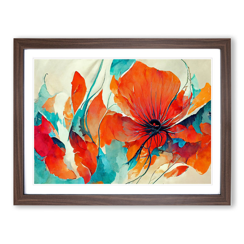 Flowers - Framed Print, 25cm H x 34cm W, Walnut Framed
