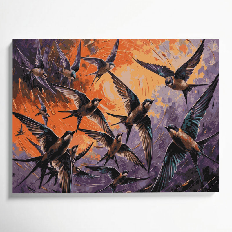 «Birds African Palm Swift», art mural sur toile noire, H 16 po x l 20 po