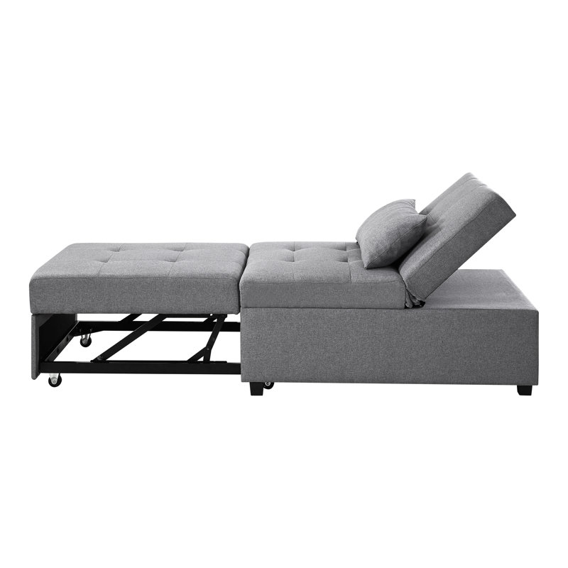 Hulse 3-In-1 Upholstered Convertible Sleeper Chair, Gray Polyester