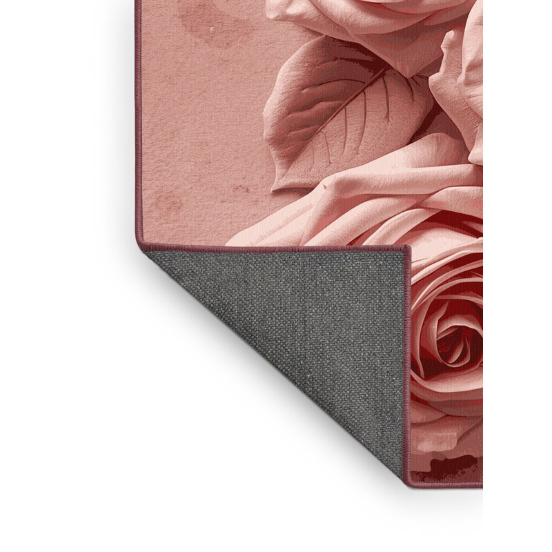 Soft Plush Fannin Valentines Modern & Contemporary Abstract Area Rug in Beige – Rose Binding, 2x4
