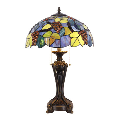 Tiffany Stained Glass Table Lamp 16X16X24 Inch Grape Style Desk Bedroom Living Room Antique Reading Light