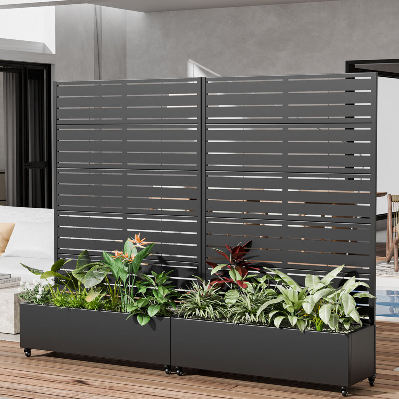 Lit de jardin extérieur surélevé en métal avec treillis, 2