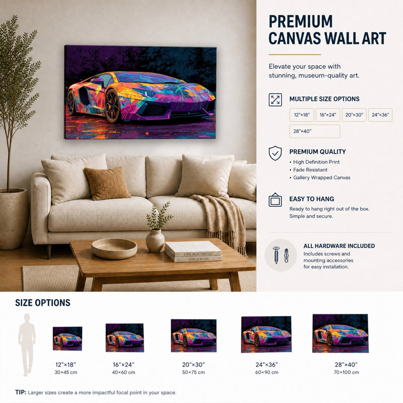 Affiche Graffiti Lamborghini, 12 x 18 pouces