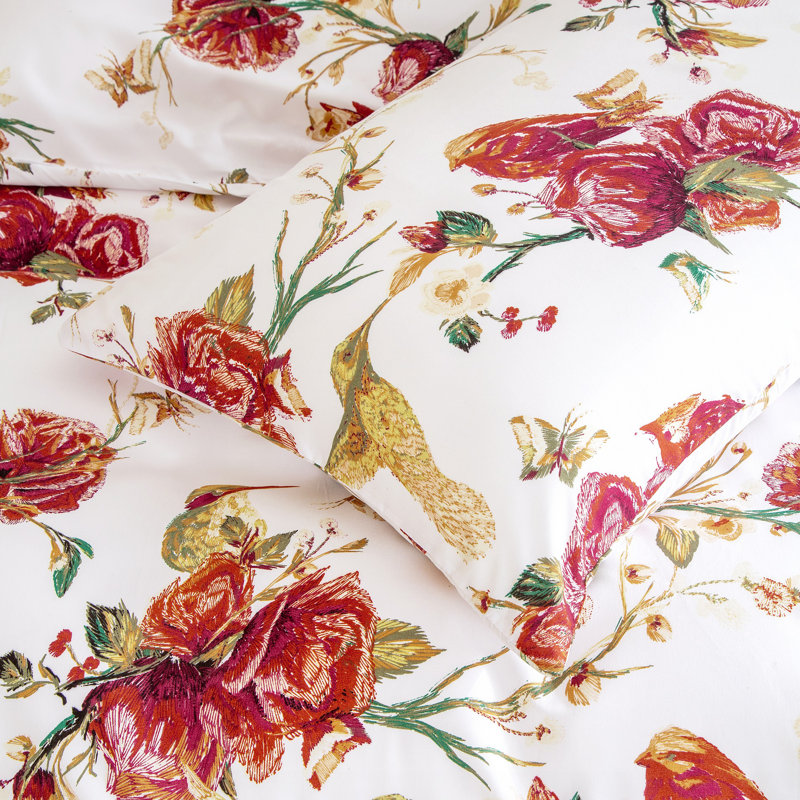 Polyester Percale Floral Duvet Cover, King Duvet Cover + 2 King Pillowcases