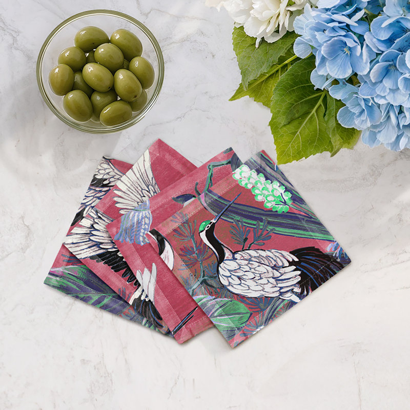 Summer Palace Cotton Sateen Cocktail Napkins, Primula