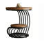 Table ronde avec tablette de rangement ouverte, table d'appoint épaisse à structure en métal et panneau de particules, table de chevet multifonctionnelle pour le salon, la chambre et le salon