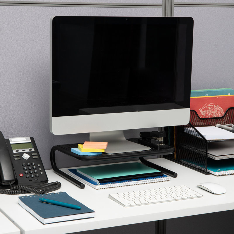  Monitor Stand, Ventilated Laptop Riser, Desktop Organizer, Office, Metal, 14.5"L x 11.25"W x 4.25"H