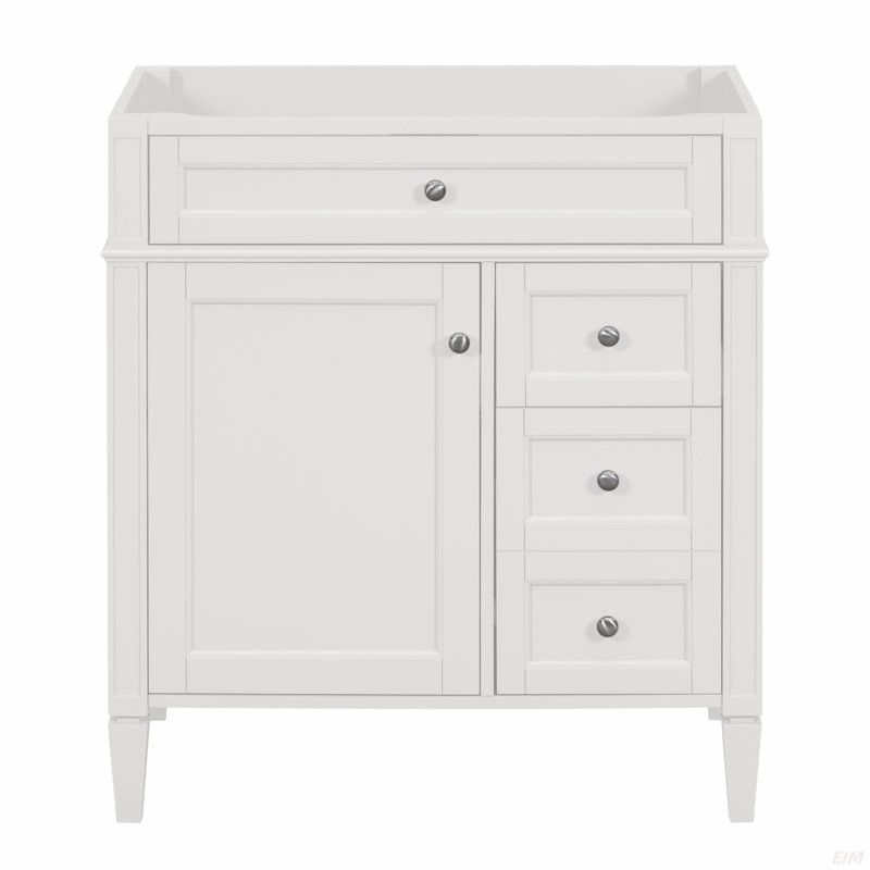 Meuble-lavabo de salle de bain sans lavabo supérieur, armoire de rangement moderne avec 2 tiroirs et un tiroir basculant, 30"