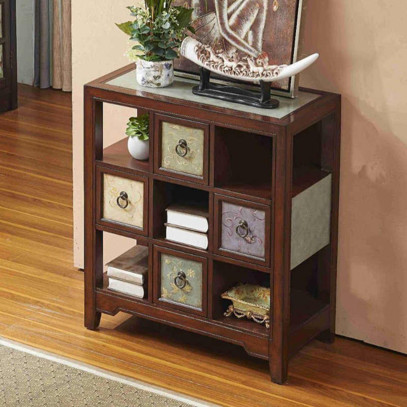 Hand-Painted Staggered Storage Accent Cabinet