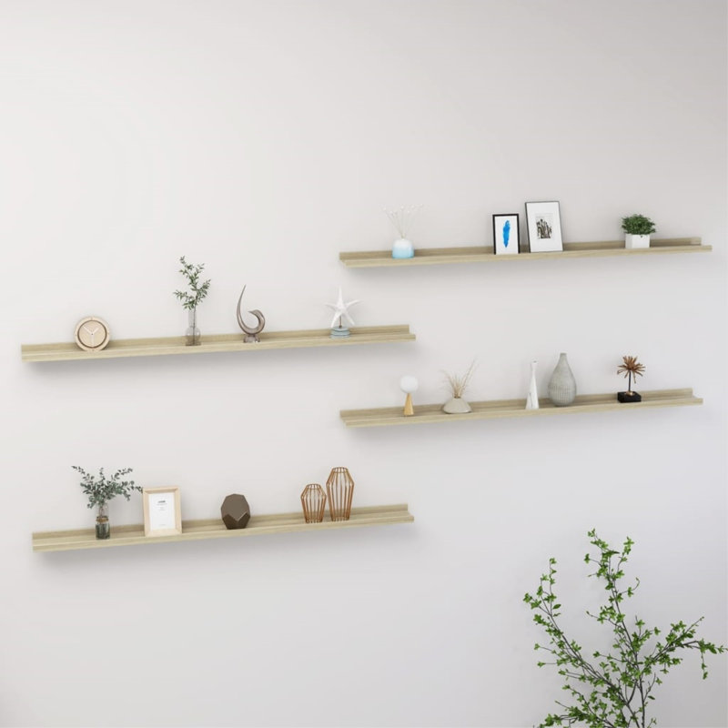 Eashan 4 Piece Wood Picture Ledge Wall Shelf, 1.2'' H x 31.5'' W x 1.2'' D, Oak