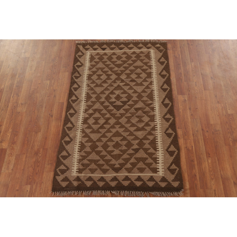 Tapis kilim réversible en laine brun 3 x 5