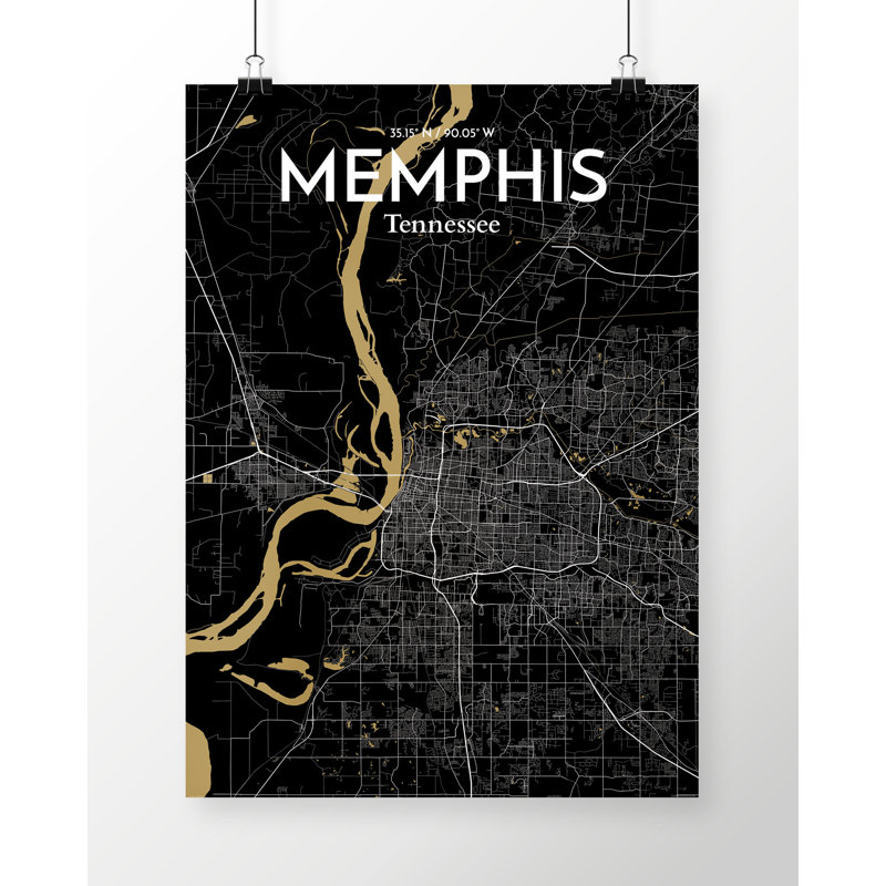 Memphis City Map - No Frame Print, 70cm H x 50cm W x 0.13cm D