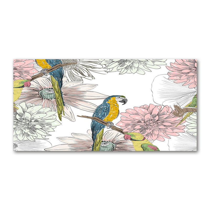 Parrots And Flowers - Wrapped Canvas Print